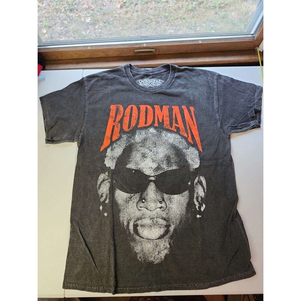 Dennis Rodman Rodzilla T-Shirt M Black Acid Wash Basketball NBA Bulls NWOT